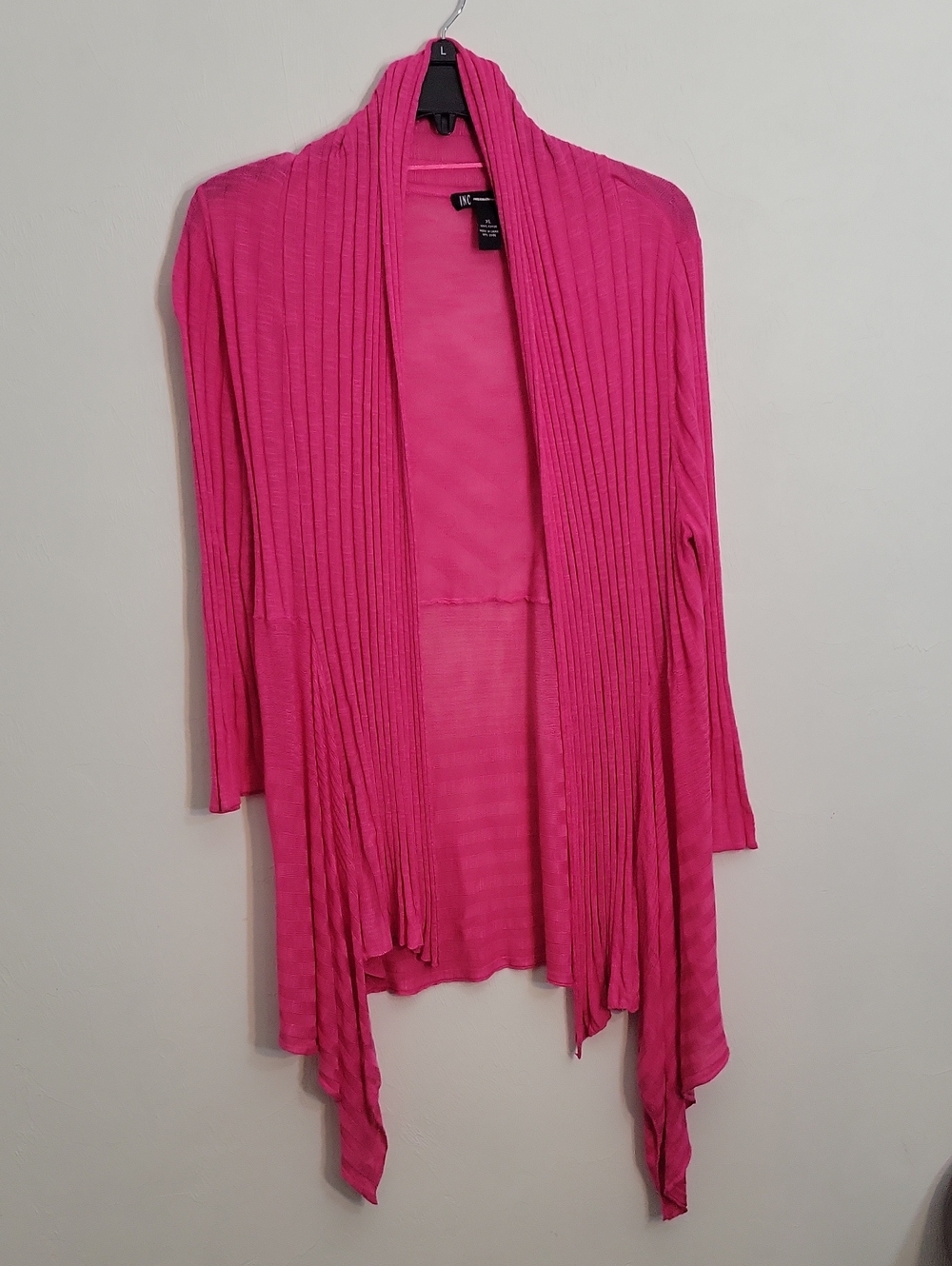 INC International Concepts Bright Pink Open-Front Ribbed Cardigan